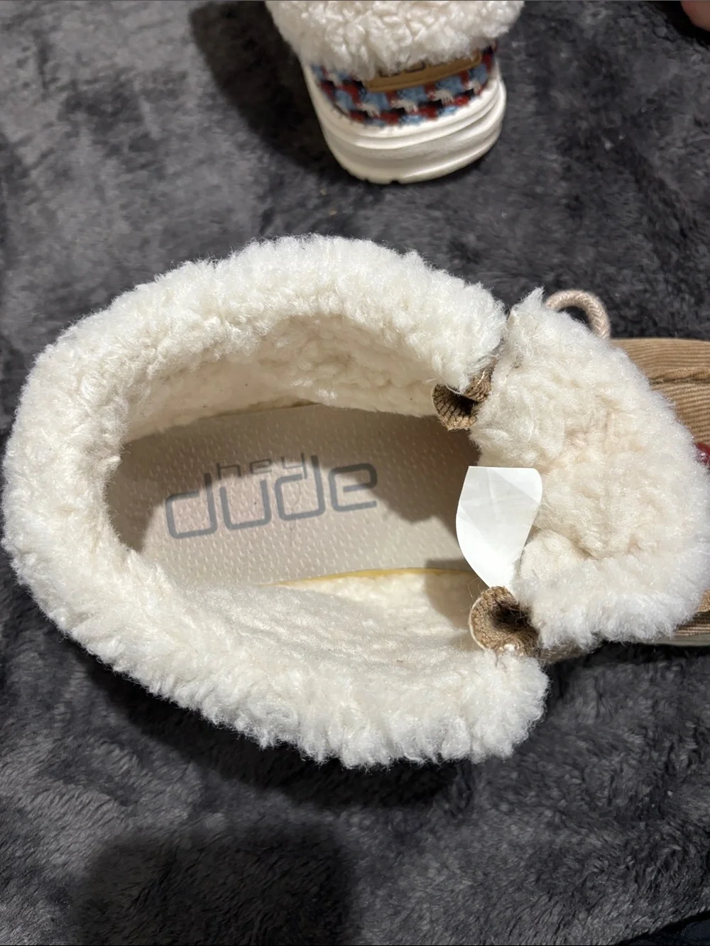 Hey Dude Tan Corduroy Slip-On Shoes with Sherpa Lining - Picture 5 of 9